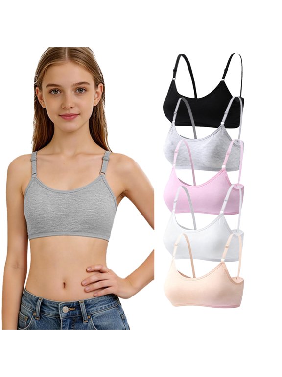 First Cotton Training Bra for Teen Girls 10-16 Wireless Light Padded, Adjustable Shoulder Straps Breathable Soft Comfort Bra, Big Kids Daily Casual and School Wear