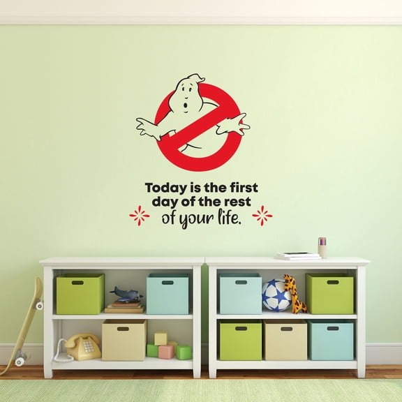 First Day Ghostbusters Life Quote Cartoon Quotes Decors Wall Sticker Art Design Decal for Girls Boys Kids Room Bedroom Nursery Kindergarten Home Decor Stickers Wall Art Vinyl Decoration (30x30 inch)