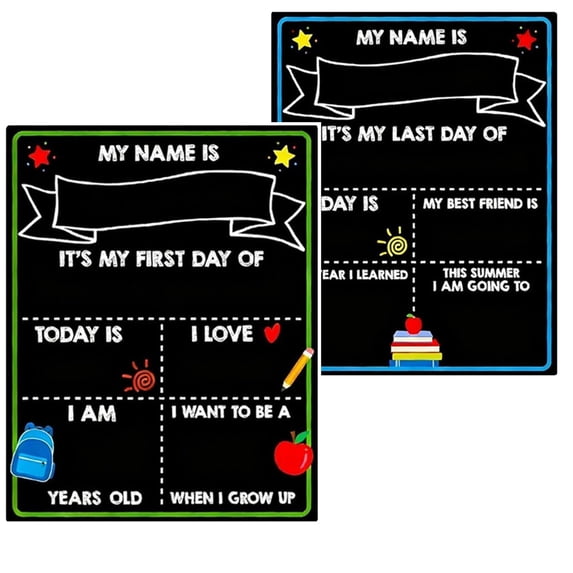 First Day of Kindergarten Sign Double Sided Wooden First and Last Day of School Sign Reusable First Day of School Chalkboard Back to School Sign My First Day of School Sign for All School Grades,B