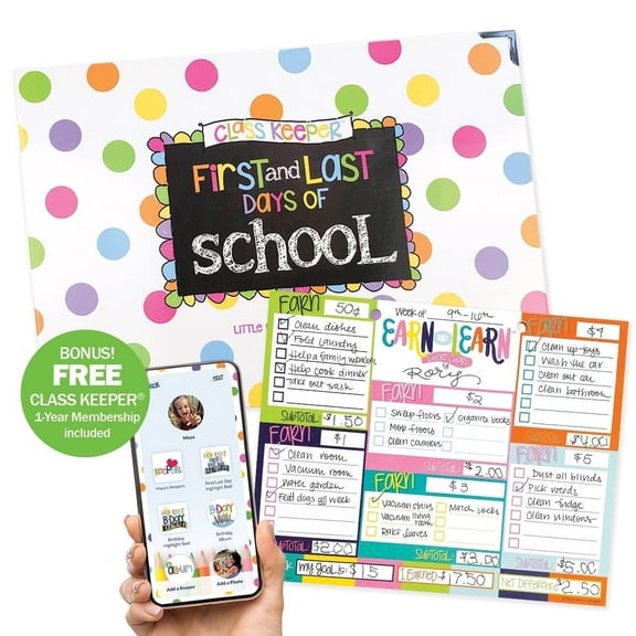 Class Keeper® School Days Memory Book & Chore Chart Bundle BONUS App Membership | Simple & Stylish Keepsake Album | (2) Styles