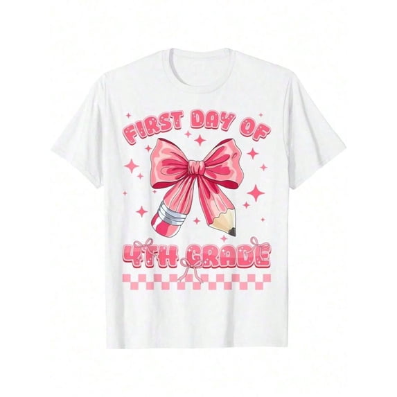 First Day Of 4th Grade Coquette Back To School Girls Kids T-Shirt
