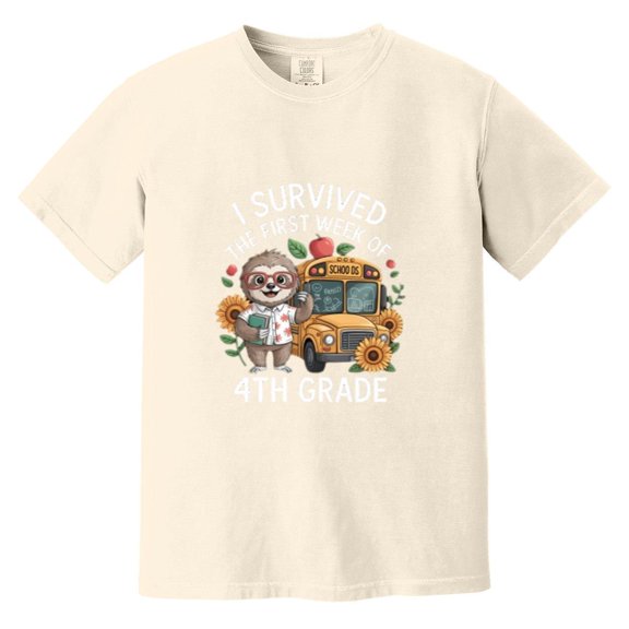 First Day Of Fourth Grade Funny Sloth Back To School Kids Comfort Color T-Shirt