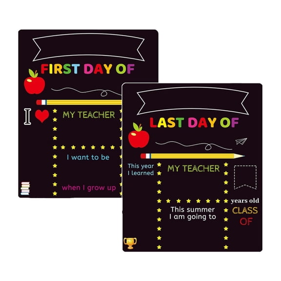 First Day Of School DIY Small Blackboard, Back To School Day Double-Sided Message Board, Photo Decoration Hanging Sign, 9 x 12 Inch, Lightweight
