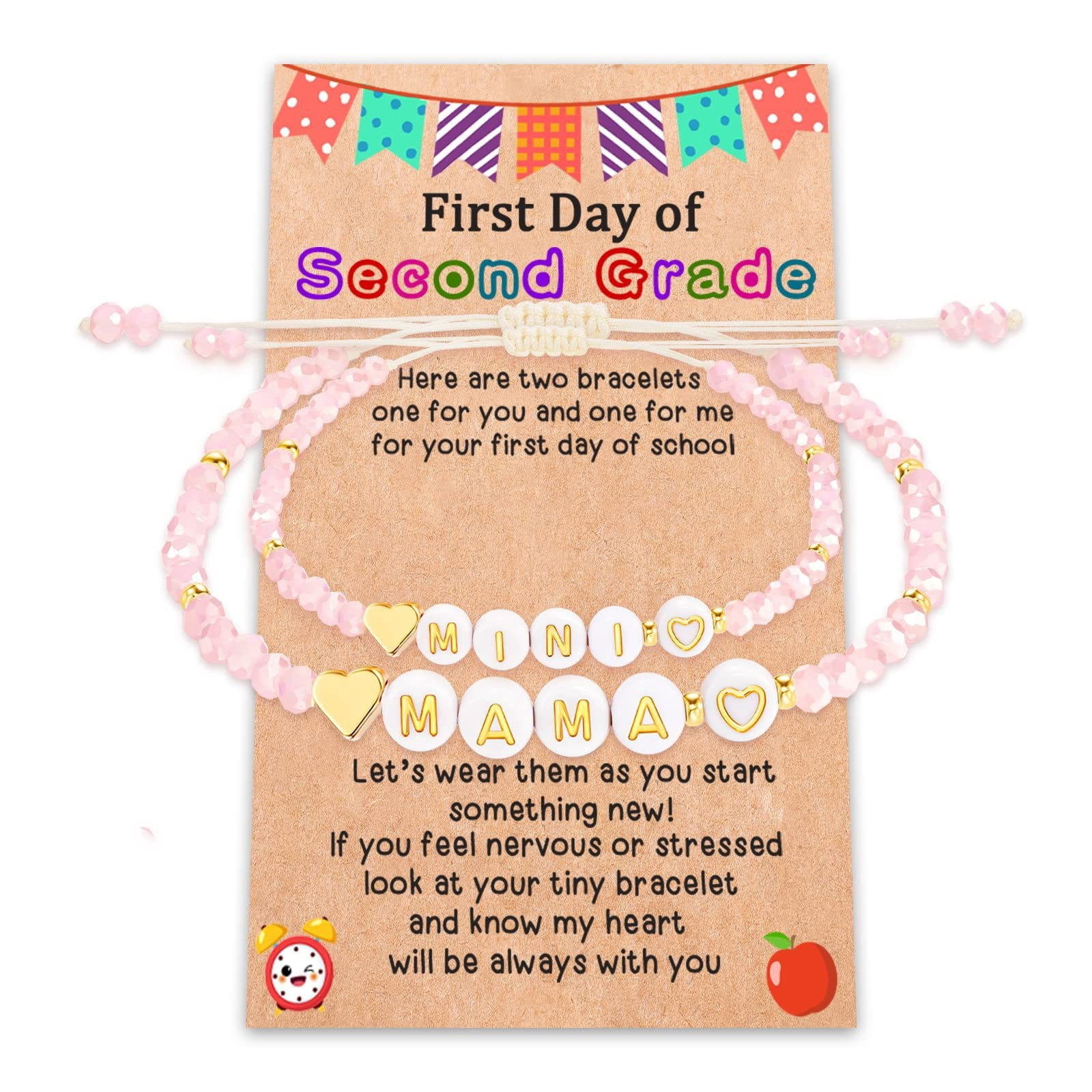 First Day Of School Bracelet Set – Mommy And Me Matching Bracelets, Kindergarten, Back To School Gift