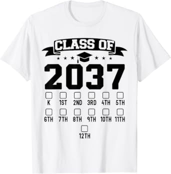 First Day Of School Kindergarten Class Of 2037 Check Mark Event T-Shirt ...