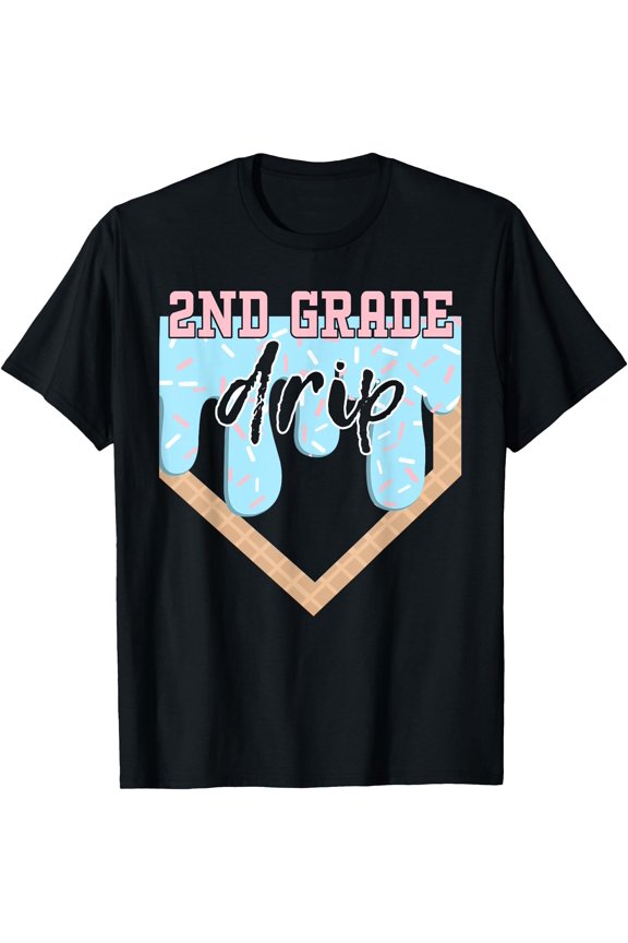 First Day Of Second 2Nd Grade Baseball Ice Cream Drip Boy T-Shirt