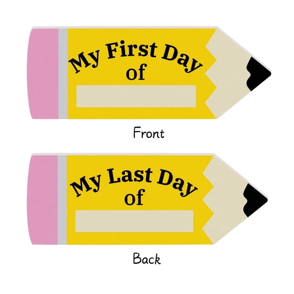 First Day of School Board, Double-Sided Pencil Design Chalkboard for First and Last Day of School, Preschool Kindergarten Photo Prop, Personalized Keepsake Photo Board with Chalk Markers