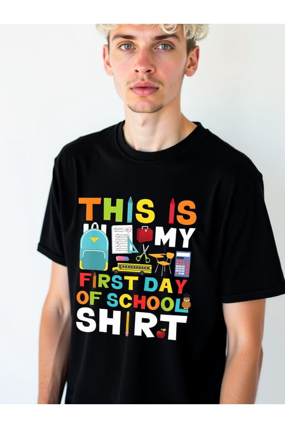 First Day School Shirt Men t shirt black 2026 elegant Fashionable summer T-shirt, machine washable Trendy Unisex Shirt Short Sleeve tshirts