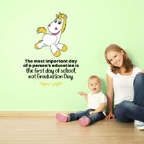 First Day of School Unicorn Quote Cartoon Quotes Decors Wall Sticker Art Design Decal for Girls Boys Kids Room Bedroom Nursery Kindergarten Home Decor Stickers Wall Art Vinyl Decoration (20x18 inch)