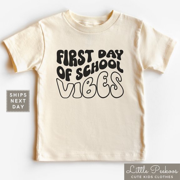 First Day Of School Vibes Kids Shirt - Retro Back To School Kids T-Shirt - Cute First Day Vibes Toddler Shirt TODDLER SHORT SLEEVE TEE BELLA CANVAS 3001T