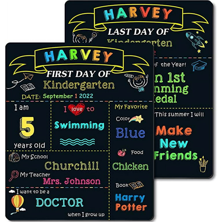 First Day and Last Day of School Board Sign, 1st Day of School Chalkboard  Sign for Preschool Kindergarten, Reusable 10 x 12 Inch D