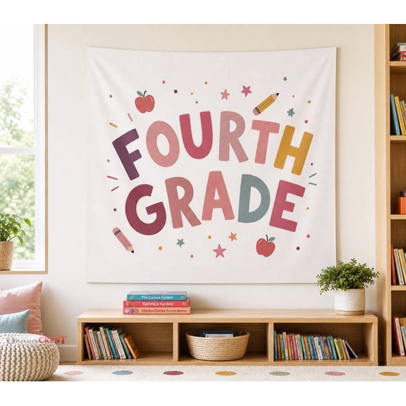 First Day of Fourth Grade Tapestry School Banner Classroom Photo Backdrop
