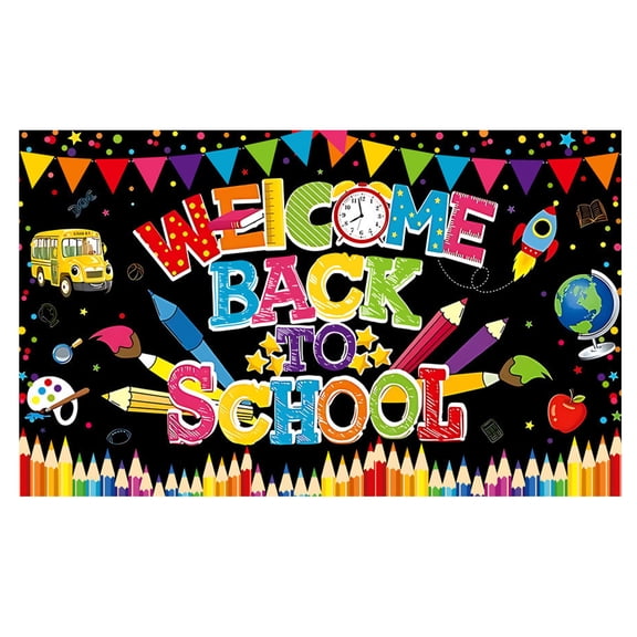 First Day of School Banner Extra Large Background Cloth for Student Photo Props and Classroom Opening Ceremony Decorations,59.1 x 43.3 Inch