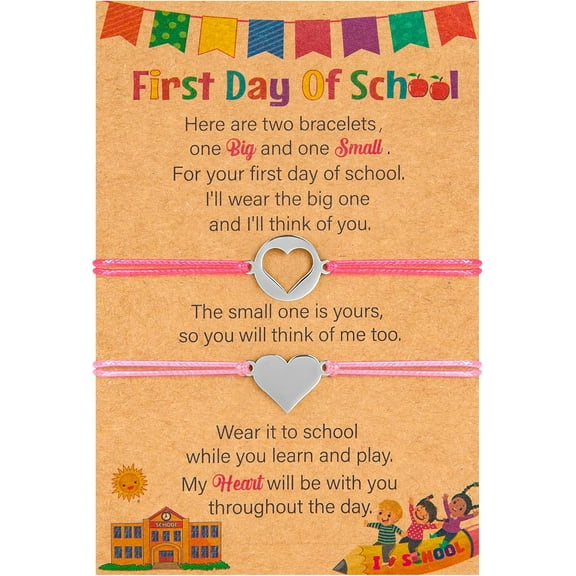 First Day of School Bracelet Mommy and Me, Prek Matching Wish Bracelets Set, Adjustable Bracelet for Boys Girls Gifts Stuff Bulk