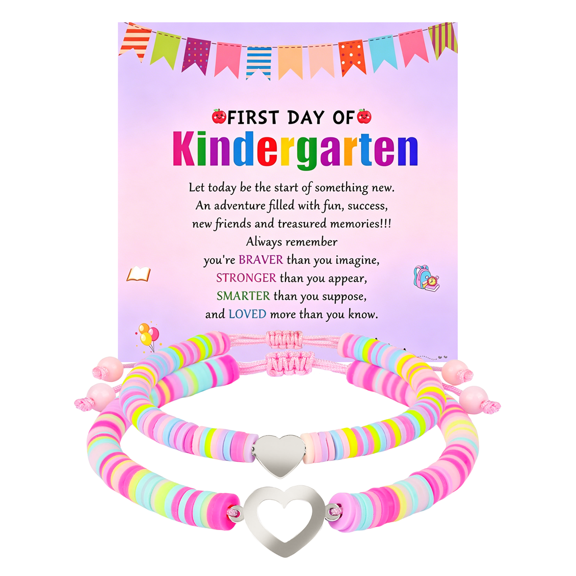 First Day of School Bracelet Set - Matching Mommy and Me Beaded Jewelry, Adjustable Back to School Gift