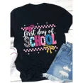 thumbnail image 1 of First Day of School Essential! Loose Preppy Style Tee, Classic Round Neck Comfortable School Outfit, 1 of 4