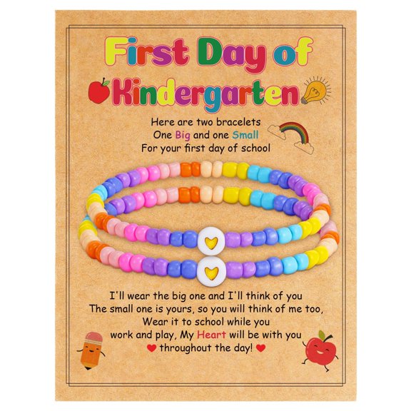First Day of School Mommy and Me Matching Bracelet Set, Back to School Gifts for Mom and Daughter, Kindergarten Preschool Bracelets for Girls