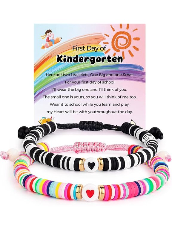 First Day of School Mommy and Me Matching Bracelet Set, Preschool Back to School Gift for Kindergarten.