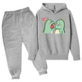 thumbnail image 1 of First Day of School Outfits Girl Boy Cartoon Print Hooded Top Sweatpants Dinosaur Costume Kids 2 Piece Clothing Set Sweatsuit, Gray, 5 Years, 1 of 2