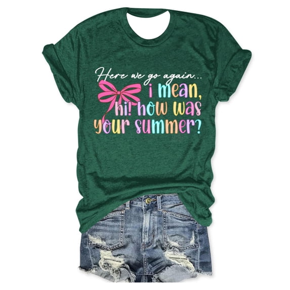 First Day of School Shirt, Teacher Shirts for Women Back to School Teacher Gift Casual Short Sleeve Tops