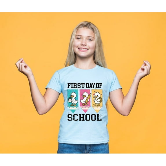 First Day of School Shirt for Girls – Duck Cartoon Design – Gift for Back to school