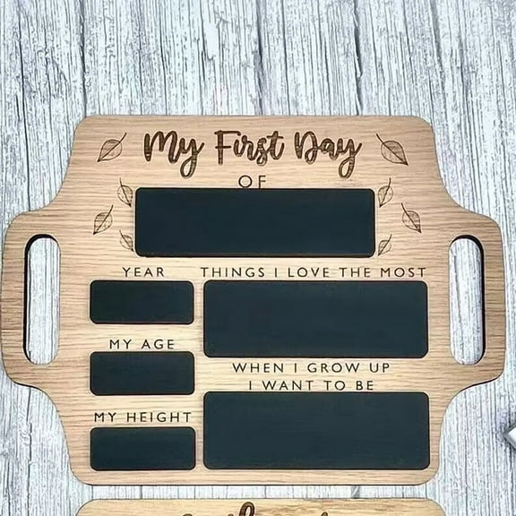 First Day of School Sign - Reusable Memory Photo Board with Handles Back to Starting Nursery Preschool