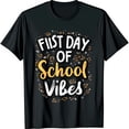 thumbnail image 1 of First Day of School Vibes Black T-Shirt with Print Graphic Classic Fit, 1 of 5