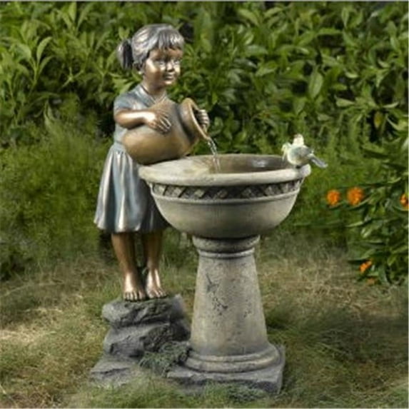 First Design Global Weatherproof Durable Polyresin and Fiberglass Bird Bath Outdoor Fountain