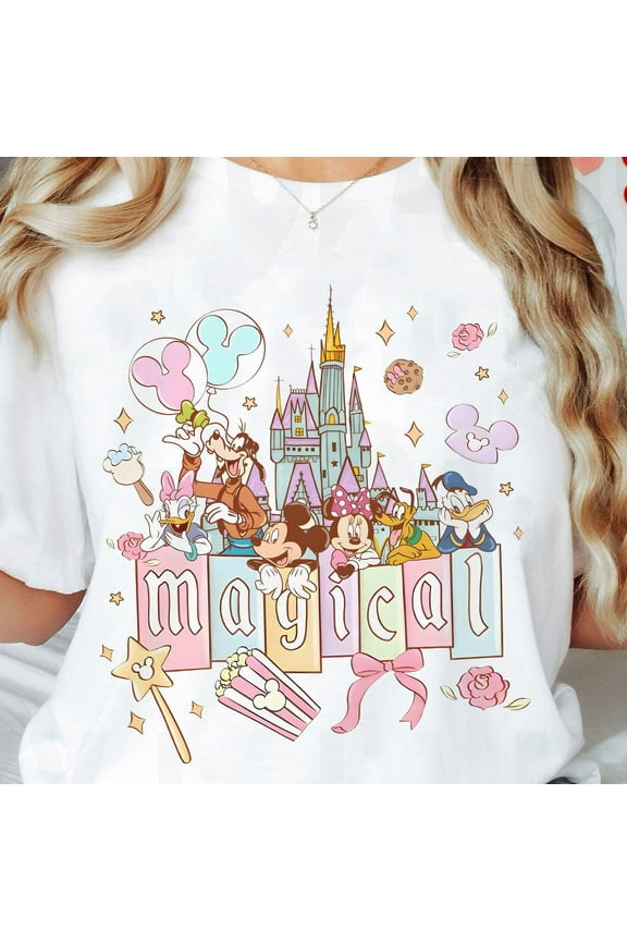 My First Disney Trip 2025 Matching Shirt Disney Castle Mickey And Friends Magical Pastel Tshirt Disneyland Family Holiday Vacation 2025 Trips-5Xl Shirt