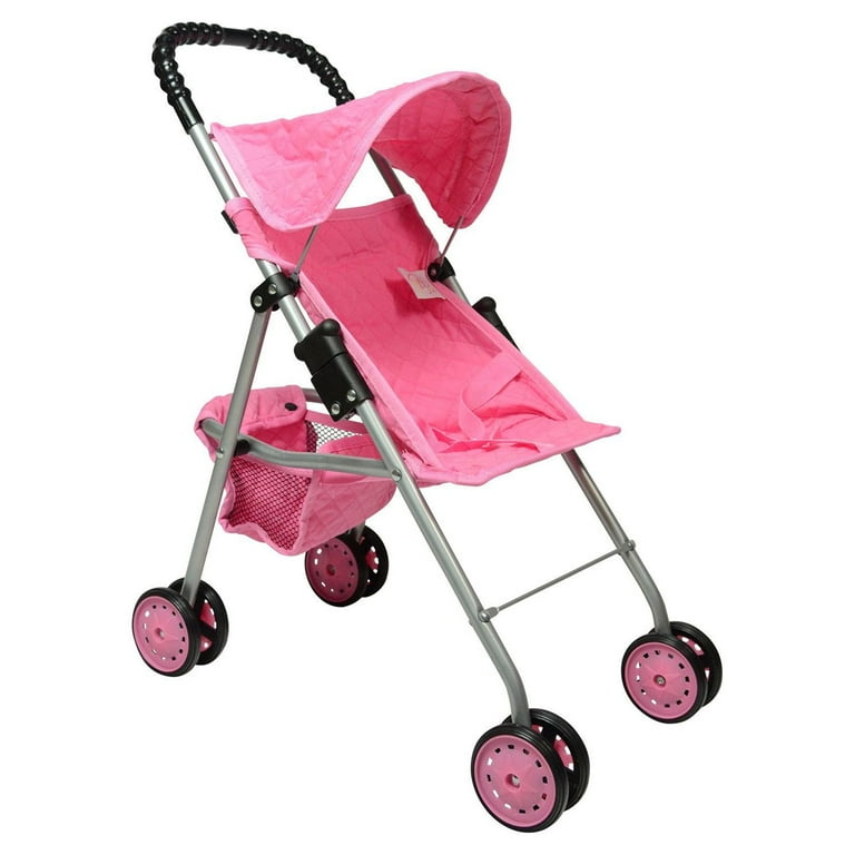 First Doll Stroller for Kids Pink Quilted Pink Quilted