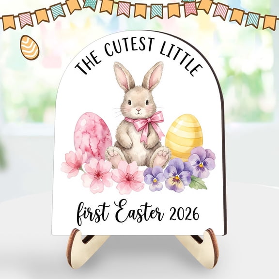 First Easter,Footprint Ornament Kit,Easter Footprint Wood Board - My First Easter DIY Milestone Keepsake Board Sign,Some Bunny Loves You Wood Board,First Easter Party Decorations(White)