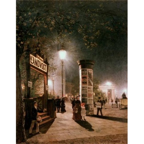 First Electric Street Light Berlin Carl Saltzmann 1847-1923 German Poster Print - 18 x 24 in.