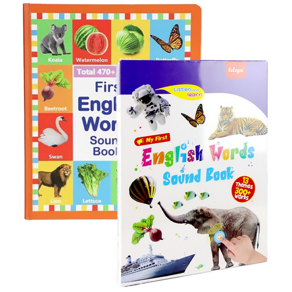 First English Words Audiobook, My First English Talking Toy - 470+ Words, 21 Themes, Spoken and Spelled, Fun Word Games, Press to Learn Phonics, Interactive Music Book, For Educational Language.