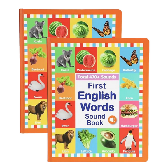 First English Words Audiobook, My First English Talking Toy - 470+ Words, 21 Themes, Spoken and Spelled, Fun Word Games, Press to Learn Phonics, Interactive Music Book, For Educational Language.