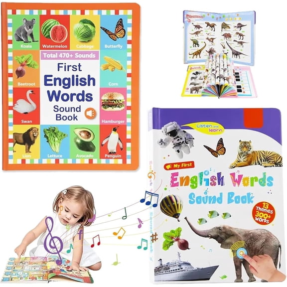 My First English Words Sound Book – 470+ Words, 21 Themes, Fun Word Game, Press to Learn Phonics, English Word Sound Book for Educational Language, School Education & Perfect Educational Gift (A+B)