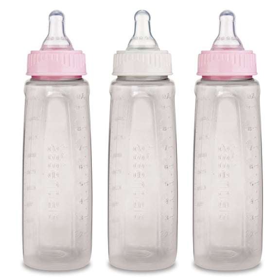 First Essentials by NUK Clear View Bottle, 9 oz., Medium Flow, 3-Pack, Colors May Vary