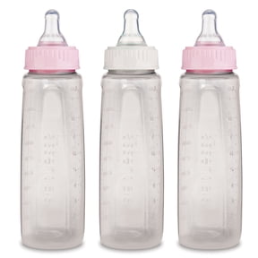First Essentials by NUK Clear View Bottle, 9 oz., Medium Flow, 3-Pack, Colors May Vary