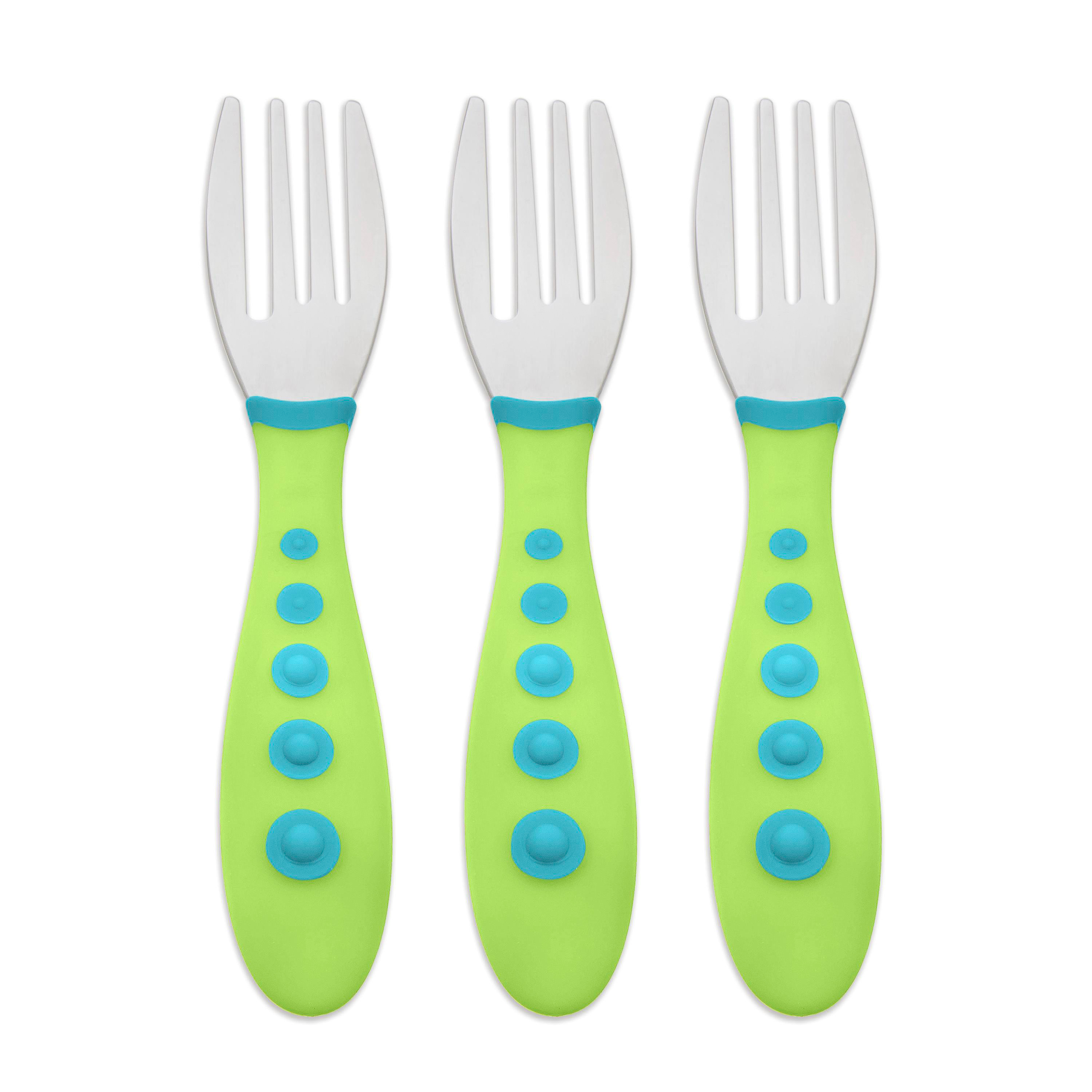 First Essentials by NUK Kiddy Cutlery Forks, 3-Pack, Green, Blue - image 1 of 6