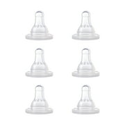 First Essentials by NUK Replacement Bottle Nipples, Silicone, Medium Flow, 6-Pack