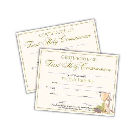 First Eucharist Certificate 30pk 8.5x11 Catholic Communion Rite Baptism Confirmation Keepsake Graduation Gift Prayer Orthodox