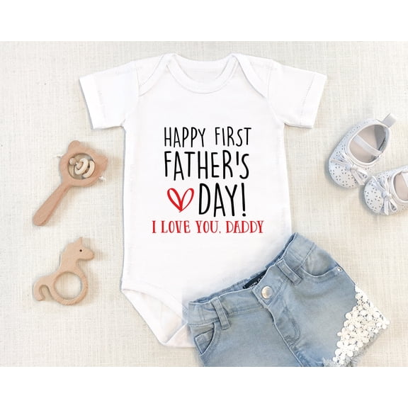 First Father'S Day Onesie Happy First Father'S Day! I Love You Daddy Baby Bodysuit, 1St Fathers Day Gift From Daughter, Gift From Son Cool Baby Clothing, Cute Baby Onesie, BABY BODYSUIT LAT 4424