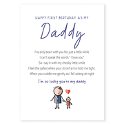 First Fathers Day Card "My First Daddy Birthday" Cute New Dad Greeting Card