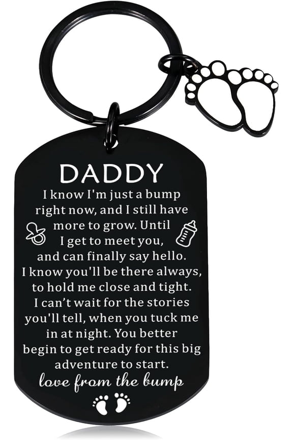 First Father's Day Gift for New Dad Funny New Fathers Day for Newborn Dad First Time Dad to Be Keychain Gift for Husband from Wife Baby Pregnancy Announcement Gift Dad Birthday Christmas Gift