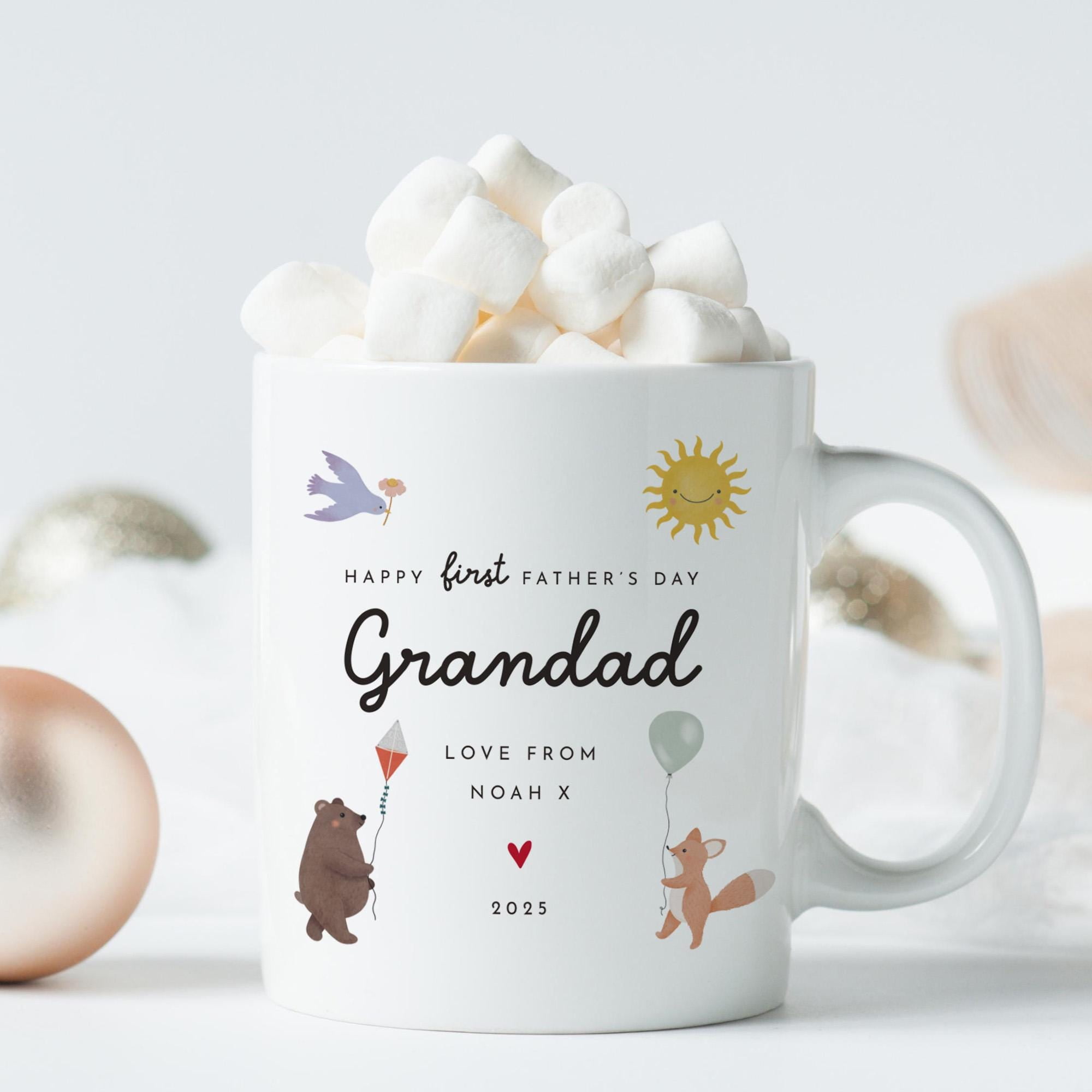 First Father's Day Mug for Daddy or Grandad, Personalised Cute Design, Gift from Baby, 2025 Keepsake Coffee Cup