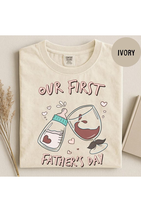 First Father's Day New Our First Daddy Time Baby Bottle T-Shirt