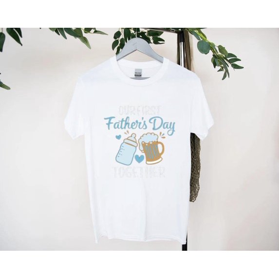 First Father's Day T-Shirt With Baby Matching Gift Idea, for men & women, up to size 5XL
