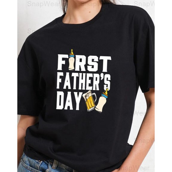 First Fathers Day Beer Lovers Firsttime Dad New Parent Drink Funny T-Shirt Unisex, up to 5XL
