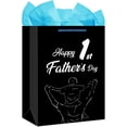 thumbnail image 1 of First Fathers Day Gift Bag - Happy 1st Fathers Day Gift Bag with Tissue Paper 11.5" Gift Bags with Handle for Men to Be New Dad Fathers Day Gift for Husbands from Wife, 1 of 4