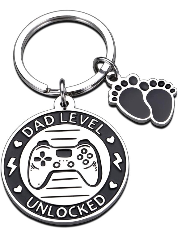 First Fathers Day Keychain for New Dad Gifts, First Time Dad Gifts, Daddy Level Unlocked Keychain, Father to Be Gift for Men, Daddy to Be Gift for 1st Time Dads,Pregnancy Announcement for Husband