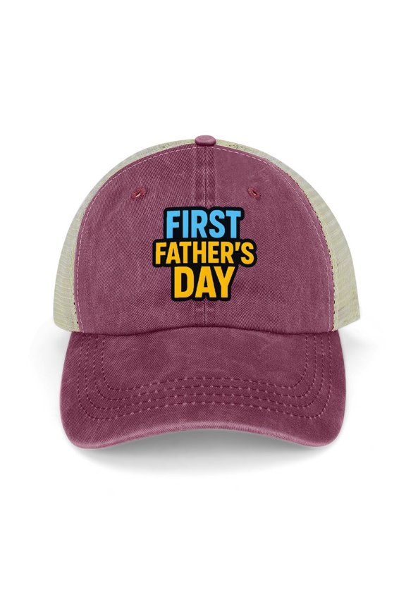 First Fathers Day Wine Red Classic Unisex Cotton Adjustable Baseball Cap – Plain Dad Hat